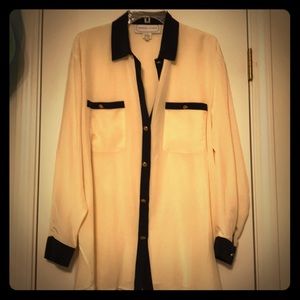 100% silk button down